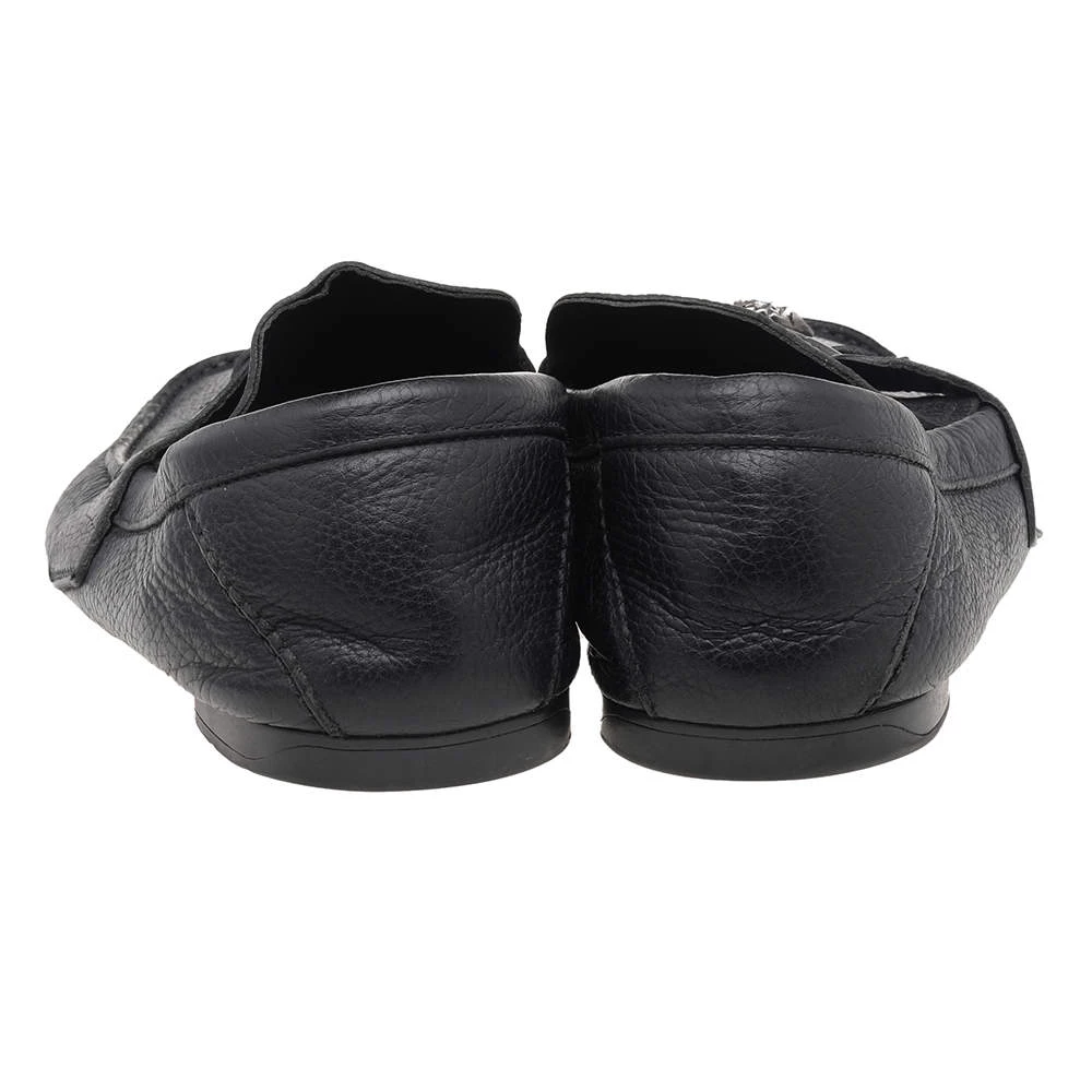 Versace Black Leather Medusa Slip On Loafers Size 44 For Men - Image 5