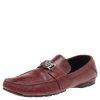 Versace Red Crocodile Leather Medusa Loafers Size 42 For Men