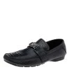 Versace Black Ostrich Leather Medusa Slip On Loafers Size 41 For Men