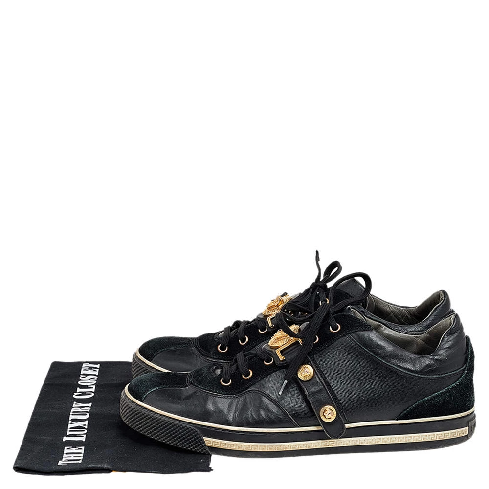Versace Black Suede And Leather Medusa Low Top Sneakers Size 43 For Men - Image 8