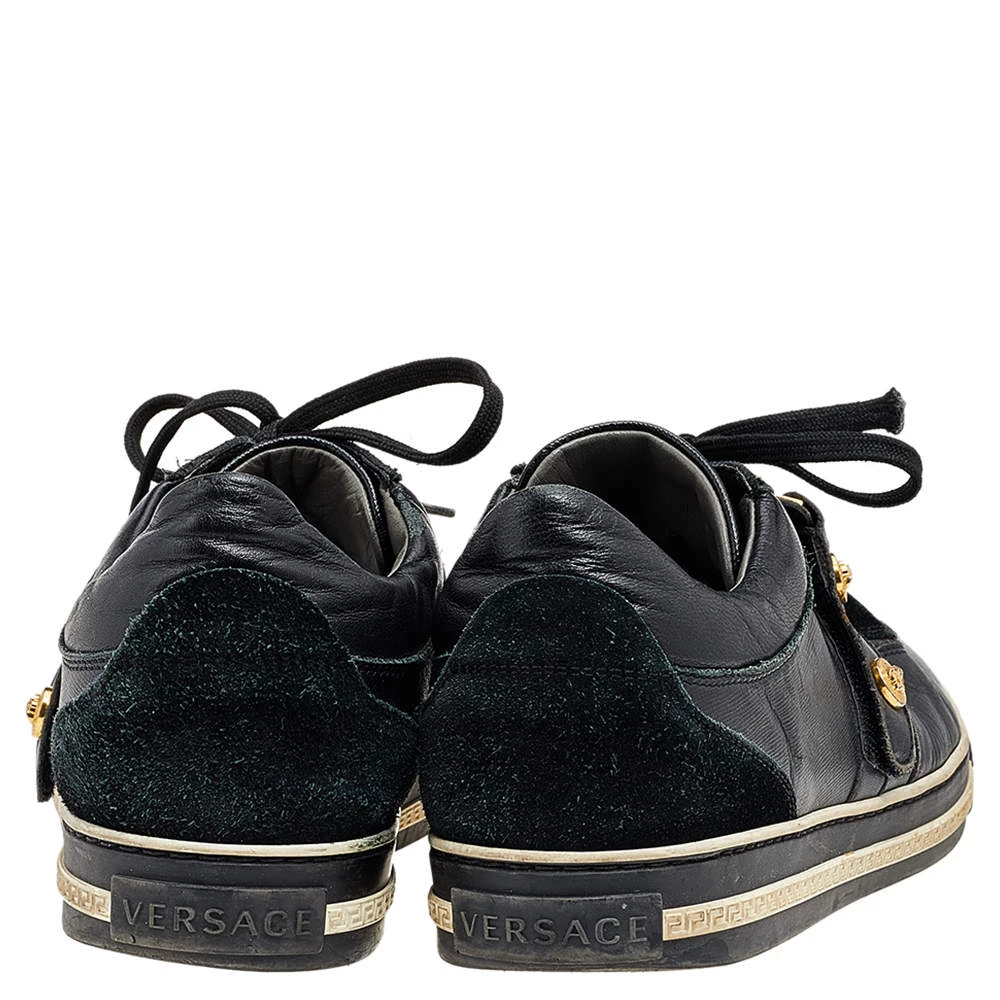 Versace Black Suede And Leather Medusa Low Top Sneakers Size 43 For Men - Image 5