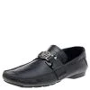 Versace Black Croc Embossed And Patent Leather Medusa Loafers Size 41 For Men