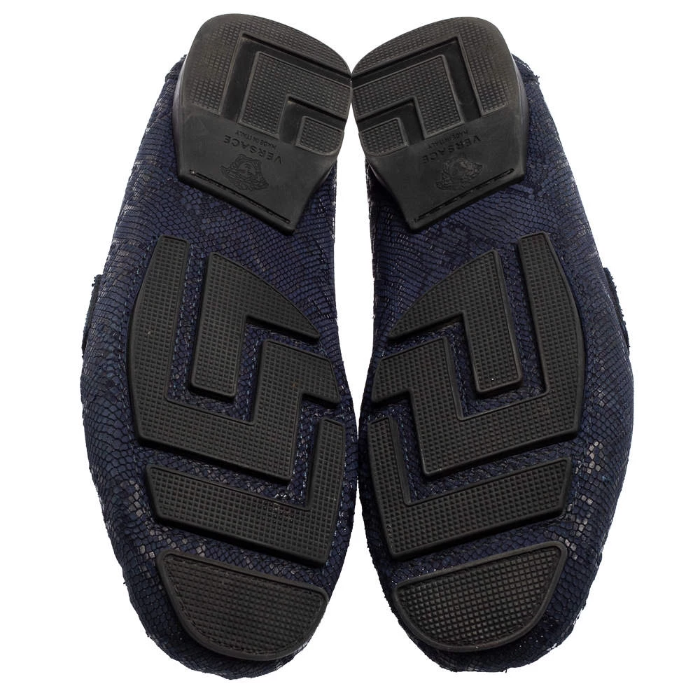 Versace Blue Nubuck Leather Medusa Slip On Loafers Size 40 For Men - Image 6