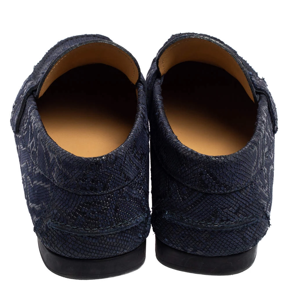 Versace Blue Nubuck Leather Medusa Slip On Loafers Size 40 For Men - Image 5