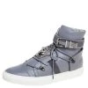 Versace Grey Leather Medusa Plaque Strap High-Top Sneakers Size 41 For Men