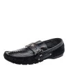 Versace Black Suede And Crocodile Leather Medusa Slip On Loafers Size 44 For Men