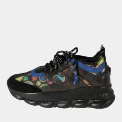 Versace Black Chain Reaction 'Diamond Print Sneaker EU 43.5 For Men