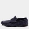 Versace Navy Blue Suede Medusa Loafers Size 42 For Men