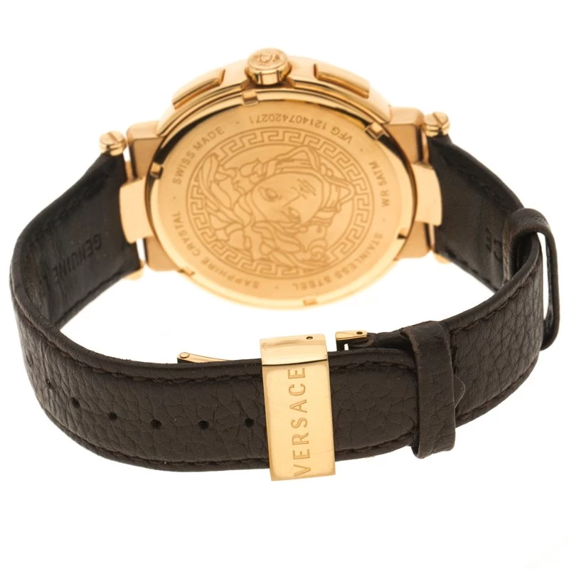 Versace Grey Gold Plated Stainless Steel Chronograph Watch 46 Mm For Men - Image 4