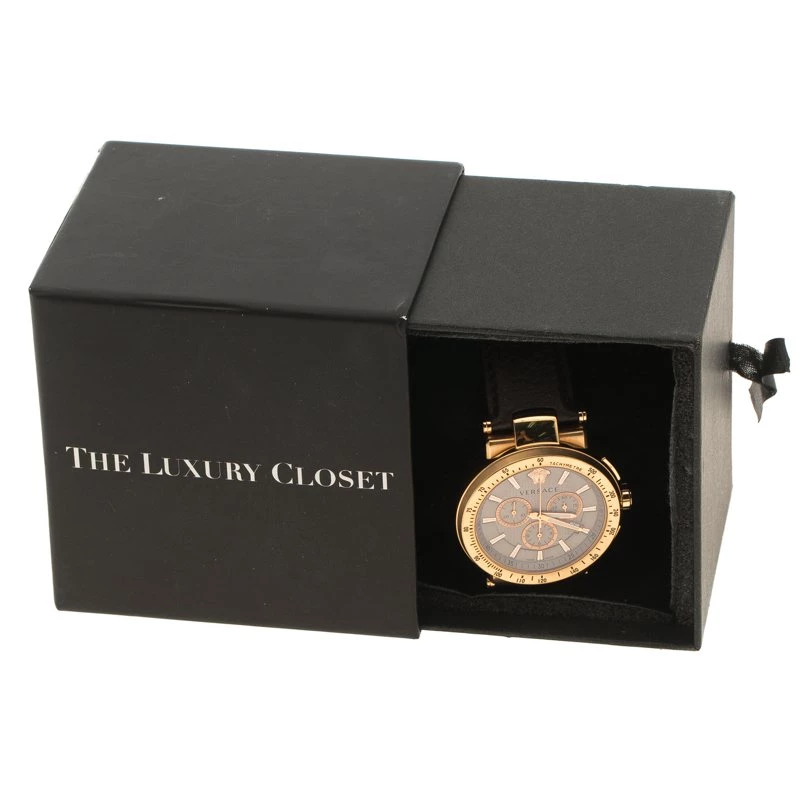 Versace Grey Gold Plated Stainless Steel Chronograph Watch 46 Mm For Men - Image 6