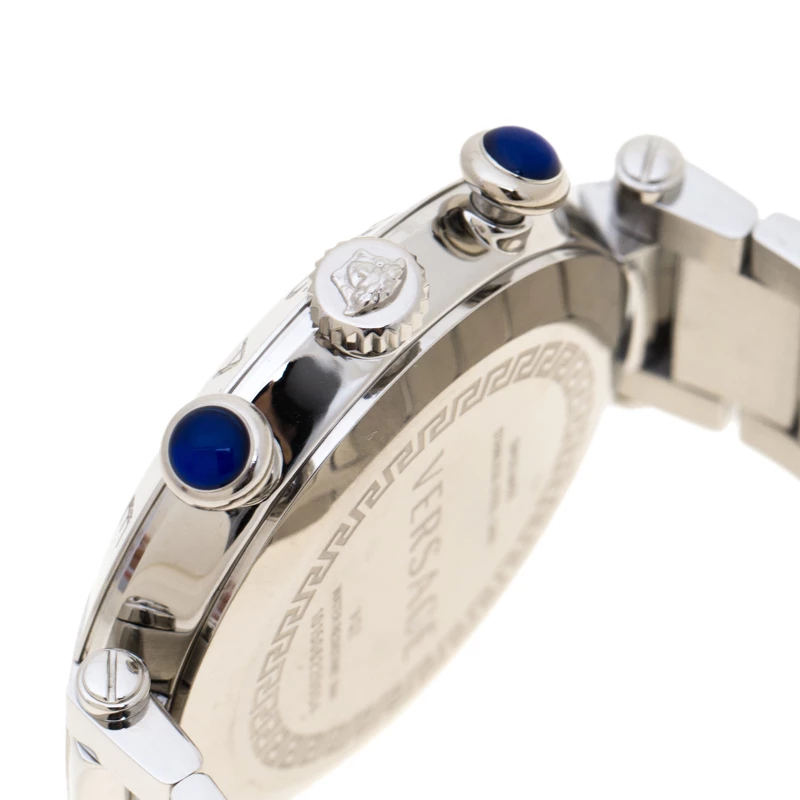 Versace Silver Stainless Steel Reve VQZ Chronograph Men's Wristwatch 46 Mm For Men - Image 6