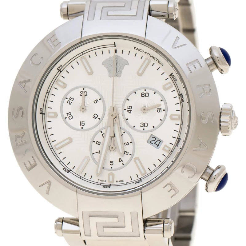 Versace Silver Stainless Steel Reve VQZ Chronograph Men's Wristwatch 46 Mm For Men - Image 3