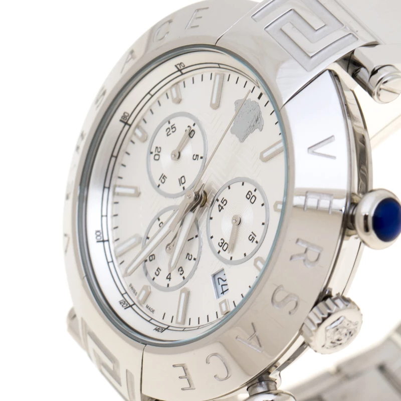 Versace Silver Stainless Steel Reve VQZ Chronograph Men's Wristwatch 46 Mm For Men - Image 2