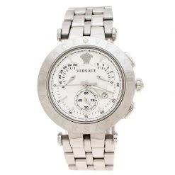 Versace Silver White Stainless Steel V Race 23C Women's Wristwatch 42 Mm For Women