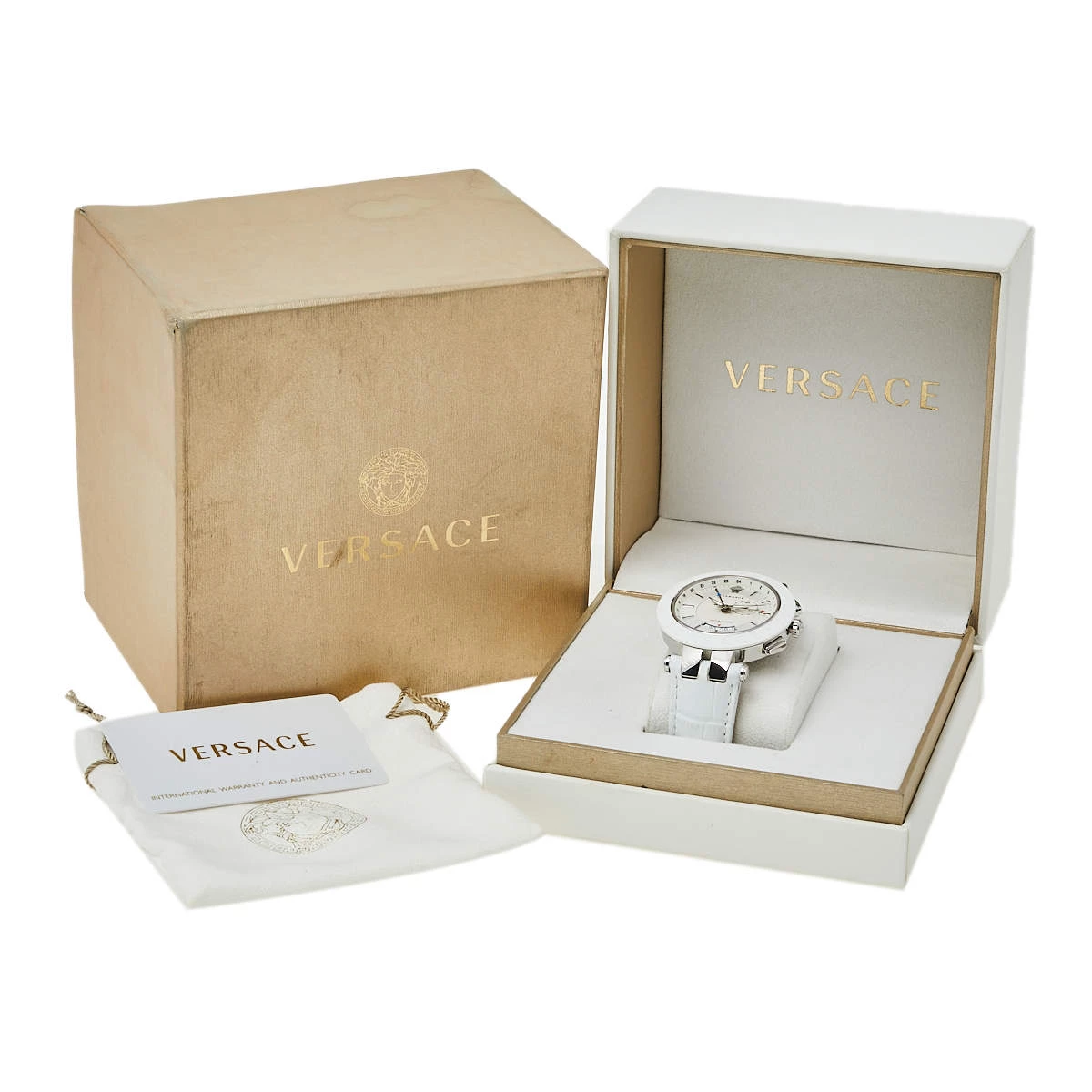 Versace Silver Stainless Steel Leather V-Race GMT 29G9S1D001S001 Men's Wristwatch 46 Mm For Men - Image 8