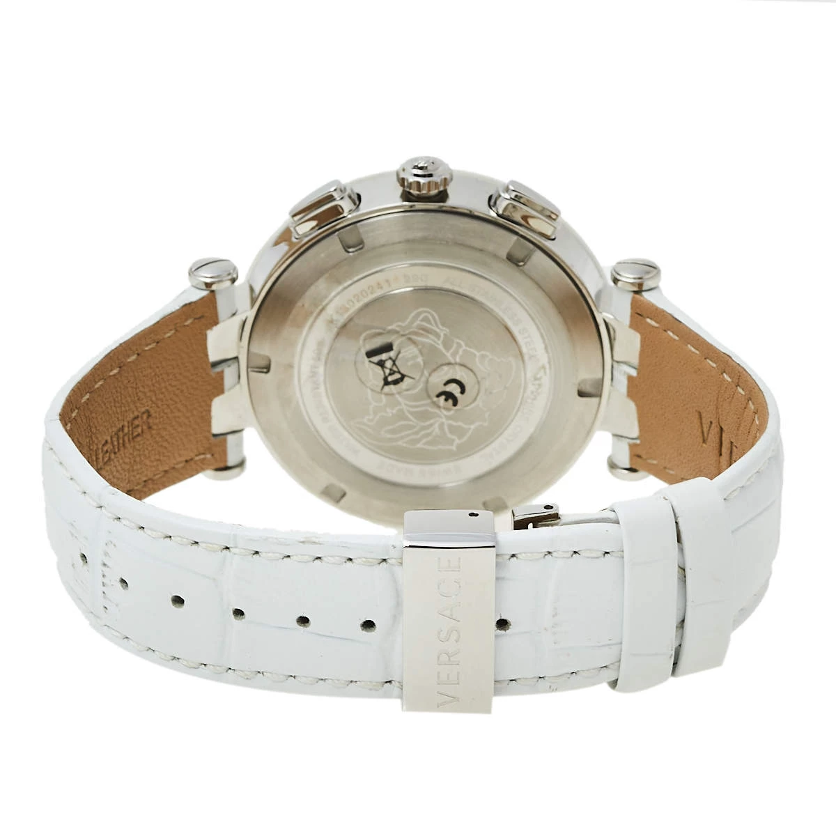 Versace Silver Stainless Steel Leather V-Race GMT 29G9S1D001S001 Men's Wristwatch 46 Mm For Men - Image 5