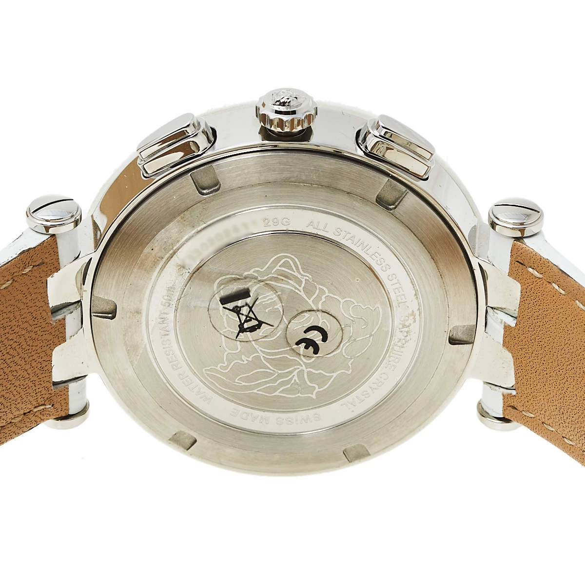 Versace Silver Stainless Steel Leather V-Race GMT 29G9S1D001S001 Men's Wristwatch 46 Mm For Men - Image 4