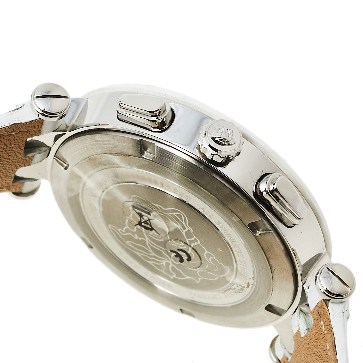 Versace Silver Stainless Steel Leather V-Race GMT 29G9S1D001S001 Men's Wristwatch 46 Mm For Men - Image 6