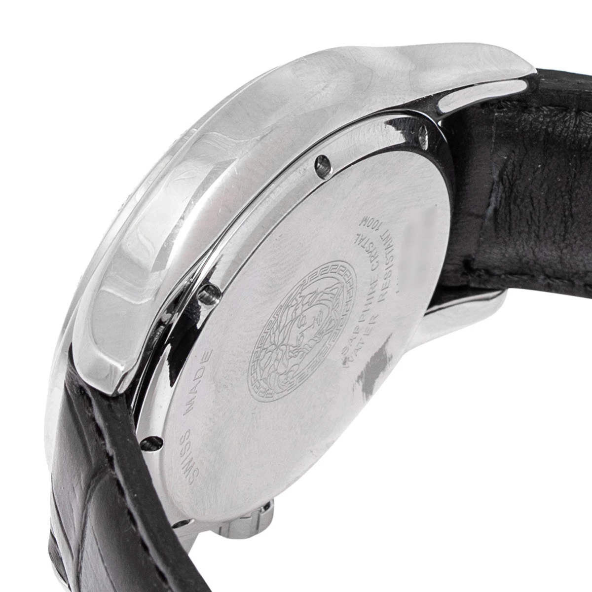 Versace Black Stainless Steel Leather ULC99 Men's Wristwatch 39 Mm For Men - Image 7