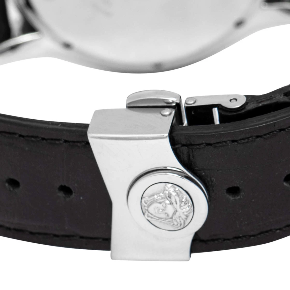 Versace Black Stainless Steel Leather ULC99 Men's Wristwatch 39 Mm For Men - Image 5