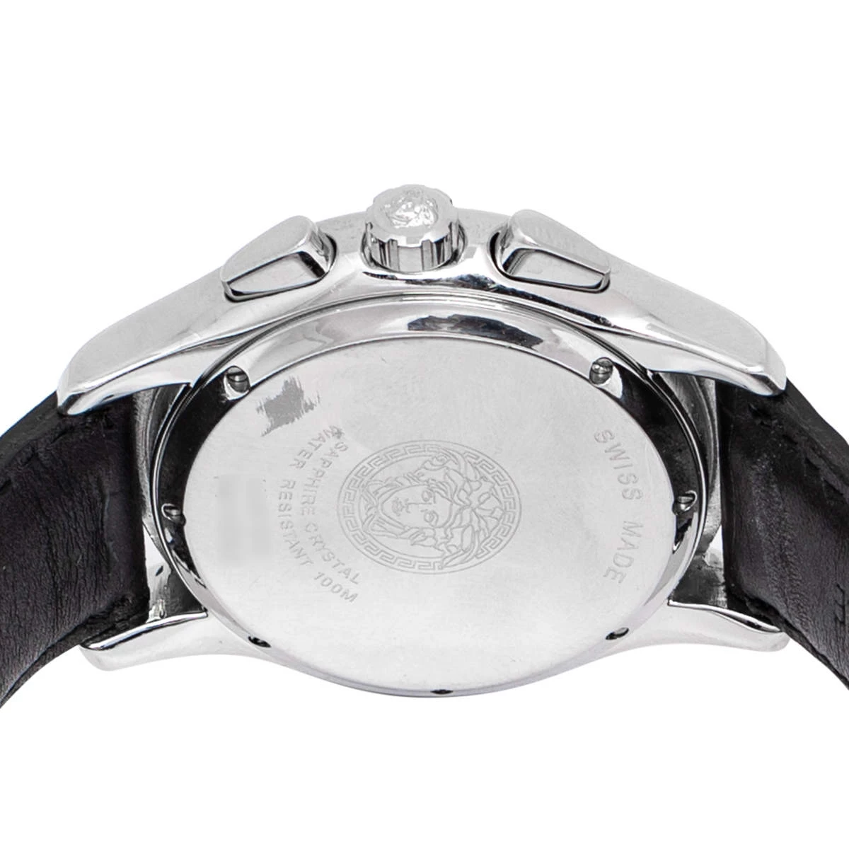 Versace Black Stainless Steel Leather ULC99 Men's Wristwatch 39 Mm For Men - Image 4