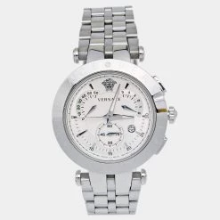Versace Silver White Stainless Steel V Race 23C Women's Wristwatch 42 Mm For Men