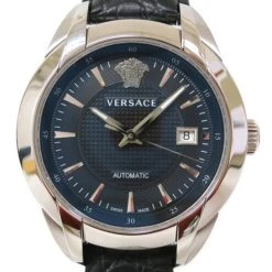 Versace Charcter SS Leather Black Mens Wristwatch For Uncategorized