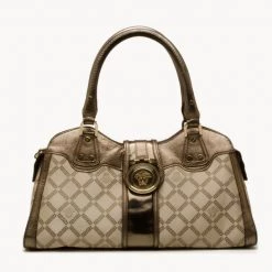 Versace Silver White Monogram Satchel For Uncategorized