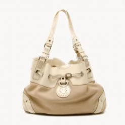 Versace White And Beige Leather Tote For Uncategorized