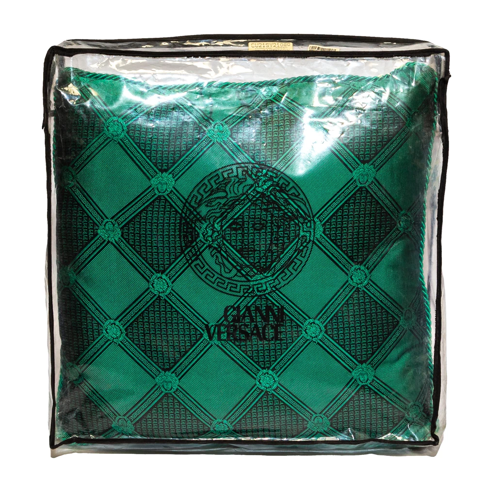 Versace Medusa Green & Black Cotton & Velvet Cushion For Unisex - Image 3