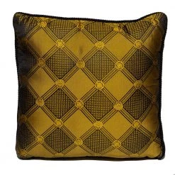 Versace Medusa Yellow & Black Cotton & Velvet Cushion For Unisex