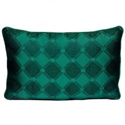 Versace Medusa Green & Black Cotton & Velvet Pillow For Unisex