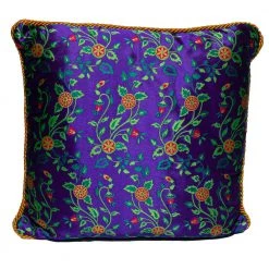Versace Purple & Yellow Cotton Cushion For Unisex