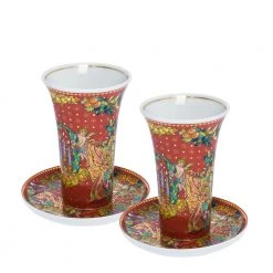 Rosenthal Meets Versace Red Le Reve De Noel Porcelain Mug And Saucer Set For Unisex
