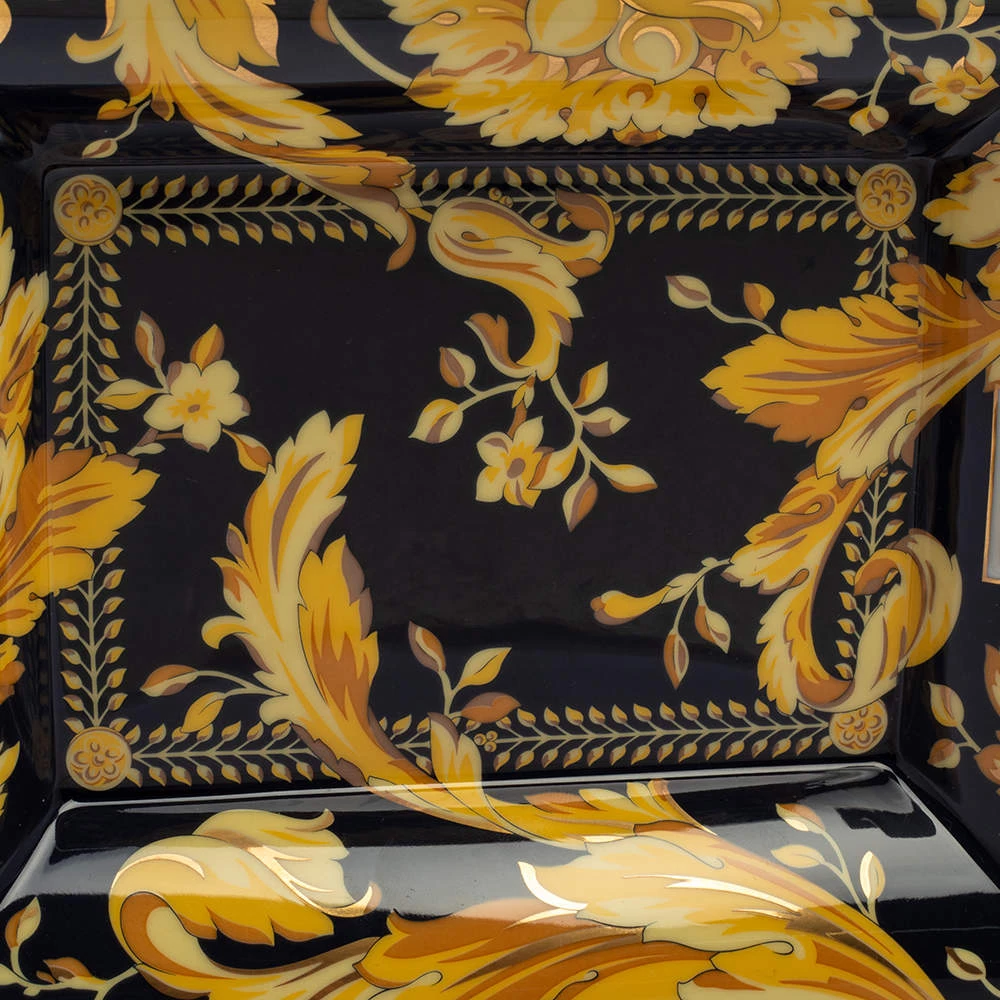 Versace X Rosenthal Dark Blue & Yellow Barocco Vanity Ashtray 16 Cm For Unisex - Image 9
