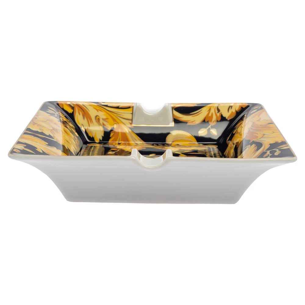 Versace X Rosenthal Dark Blue & Yellow Barocco Vanity Ashtray 16 Cm For Unisex - Image 2