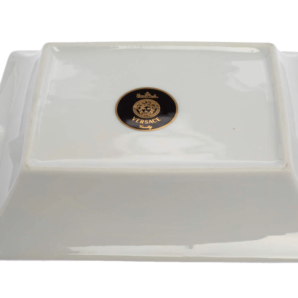 Versace X Rosenthal Dark Blue & Yellow Barocco Vanity Ashtray 16 Cm For Unisex - Image 7