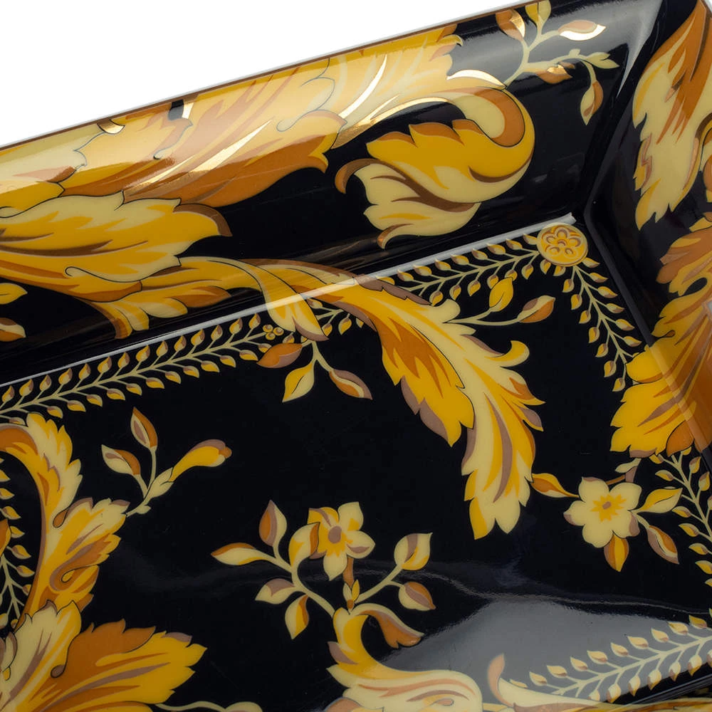 Versace X Rosenthal Dark Blue & Yellow Barocco Vanity Ashtray 16 Cm For Unisex - Image 5