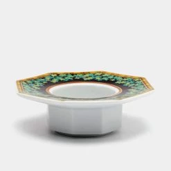 Rosenthal Meets Versace Gold Ivy Floral Print Porcelain Tea Candle Holder For Unisex