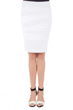 Versace Off White Crepe Stretch Asymmetric Panel Tiered Pencil Skirt M For Women