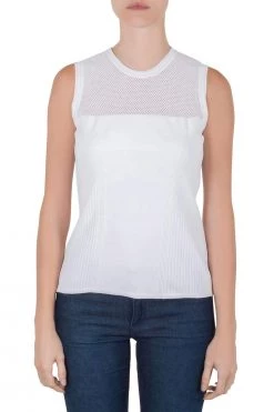 Versace White Stretch Knit Maglia Donna Top M For Women