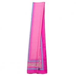 Versace Pink Baroque Print Silk Scarf For Women