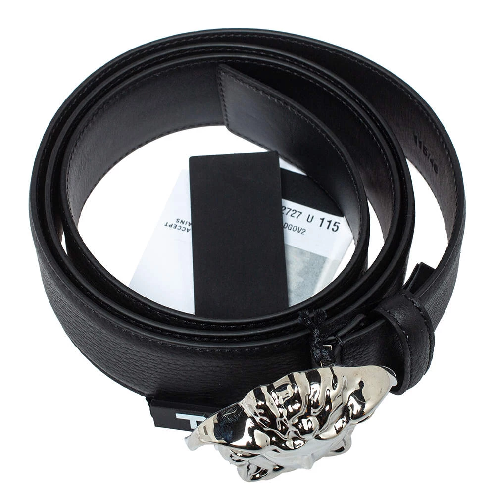 Versace Black Leather Medusa Buckle Belt 115CM For Women - Image 3