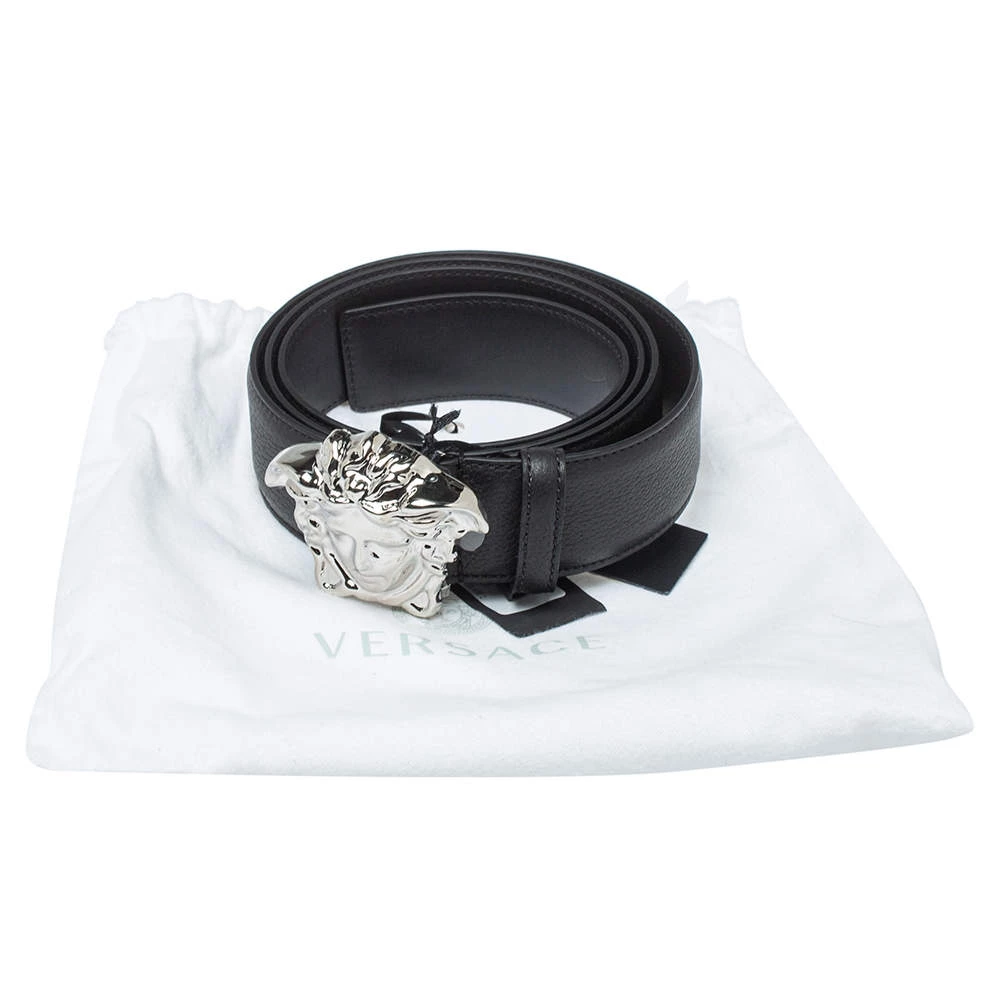 Versace Black Leather Medusa Buckle Belt 115CM For Women - Image 6