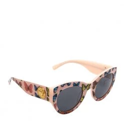 Versace Tribute Pink Butterfly Print/ Grey VE 4353 Cat Eye Sunglasses For Women