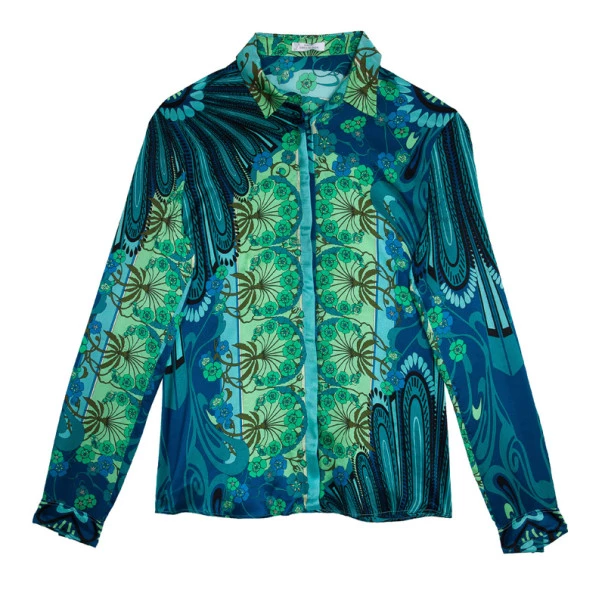 Versace Multicolor Printed Silk Shirt L For Women