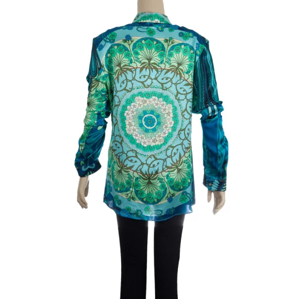 Versace Multicolor Printed Silk Shirt L For Women - Image 3