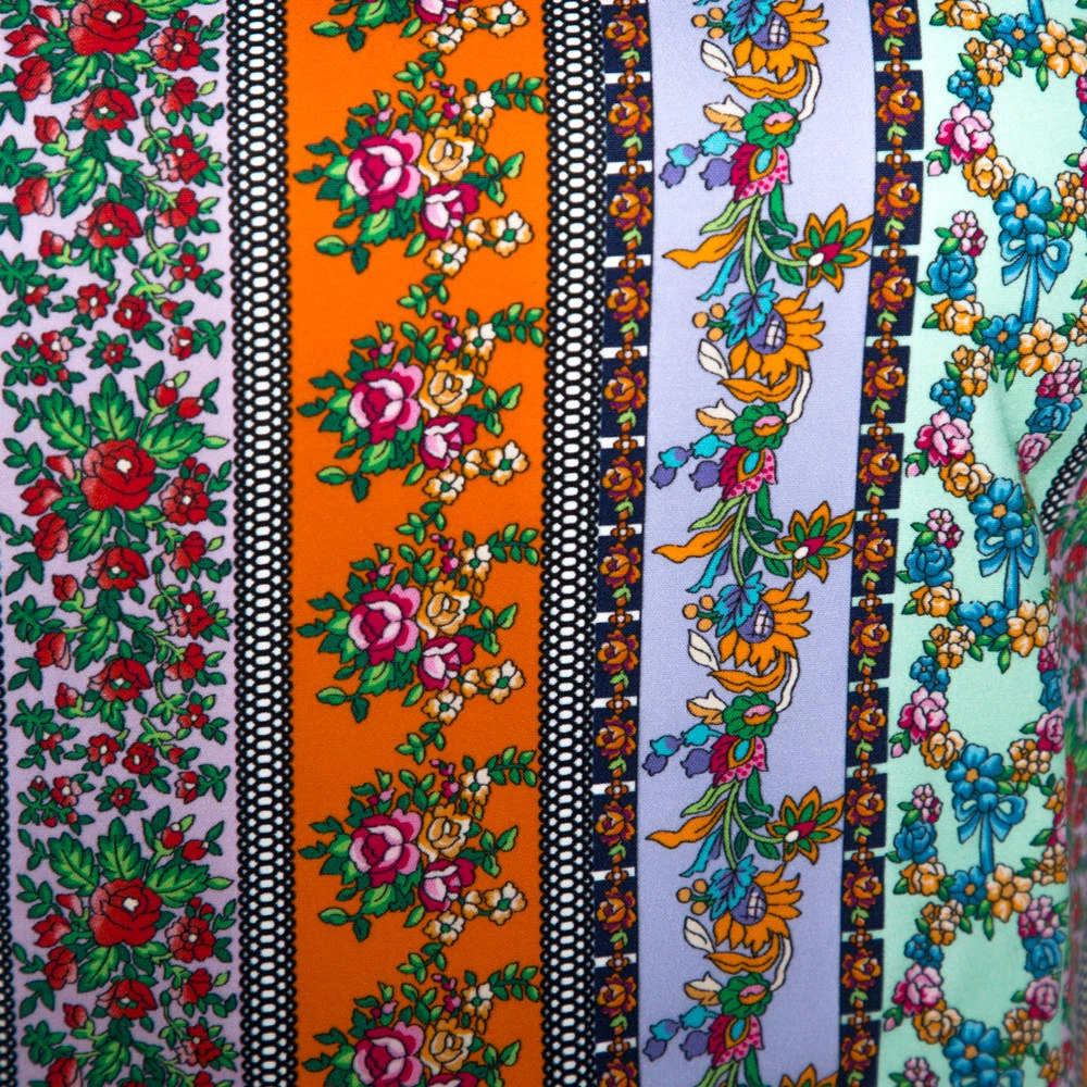 Versace Multicolor Floral Print Cotton Sheath Dress M For Women - Image 4