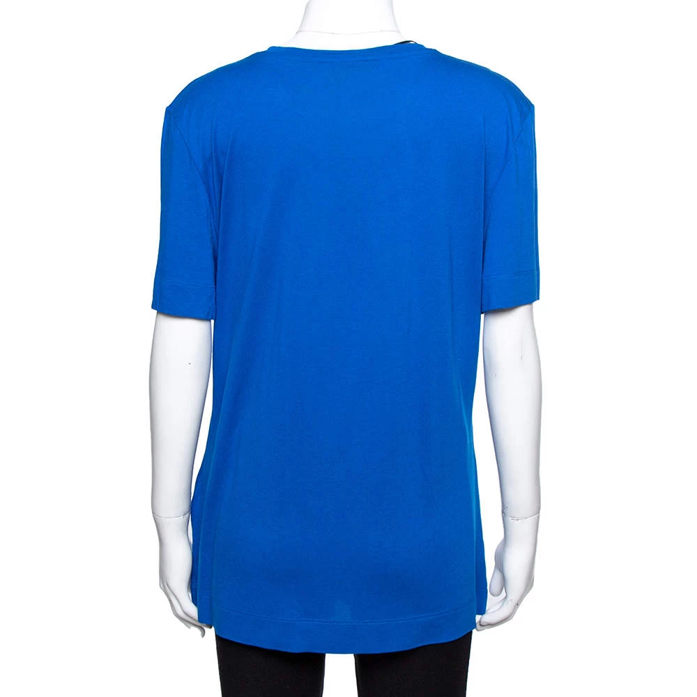 Versace Blue Jersey Medusa Icon Studded T-Shirt L For Women - Image 3