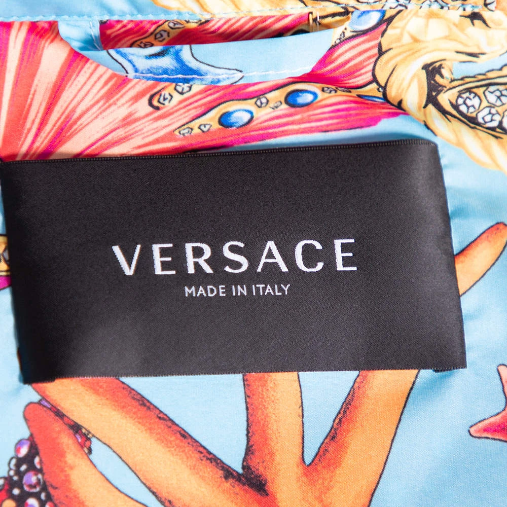 Versace Blue Starfish Printed Synthetic Zip Front Hooded Jacket L For Women - Image 6